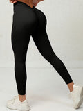 V-Shape Back & Butt-Lifting Leggings - Black, Stretchy Yoga Pants with Ruched Design for Fitness and Yoga,